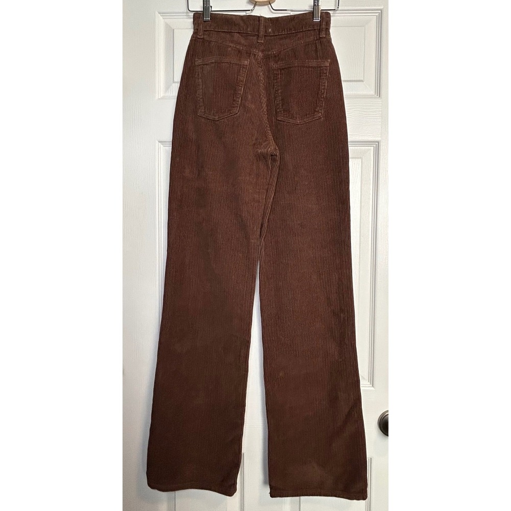 Zara Corduroy Pants Womens 4 Brown High Rise Wide Leg - Picture 3 of 10